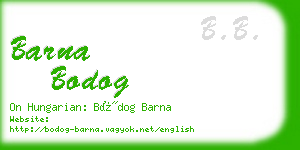 barna bodog business card